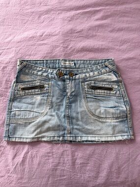 Light Wash Denim Mini Skirt